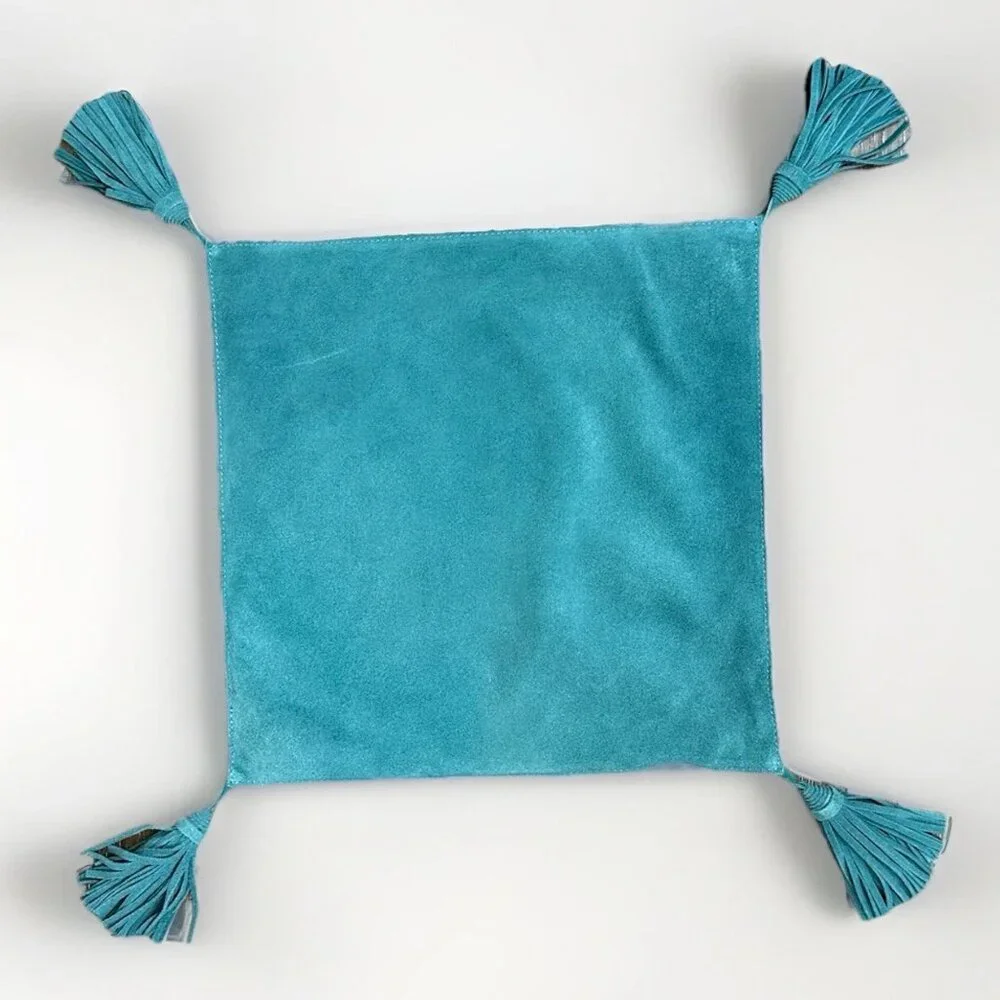 NWT West Elm Suede Tassel Pillow Cover Deep Teal 15x15 Retail $79